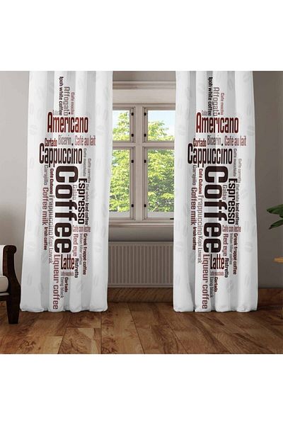 3D ELSE HALI Else White Coffee Textes Kitchen 3d Decorative Modern Background Curtain