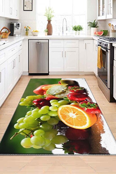3D ELSE HALI Dekoratif Desenli Yıkanabilir Kaymaz Taban Mutfak Halısı Ds-32