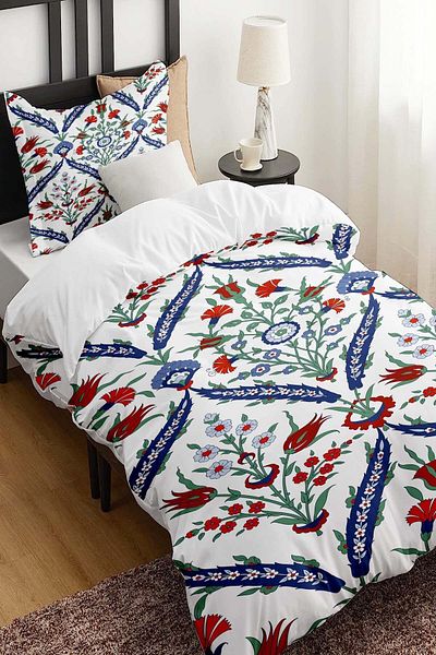 3D ELSE HALI Ottoman Tile Pattern Printed - Cotton Satin Children's Bedding Set