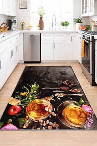 3D ELSE HALI Dekoratif Desenli Yıkanabilir Kaymaz Taban Mutfak Halısı Ds-5
