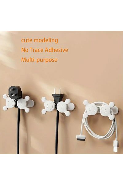 ARVALE Cut-Out Cute Cable Holder Adhesive 8 Pcs Cable Fixing Cable Organizer