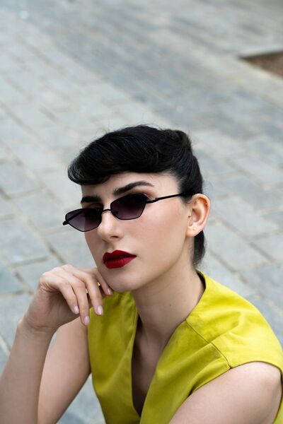 Polo55 Geometrik Metal Çerçeve Siyah Kadın Güneş Gözlüğü