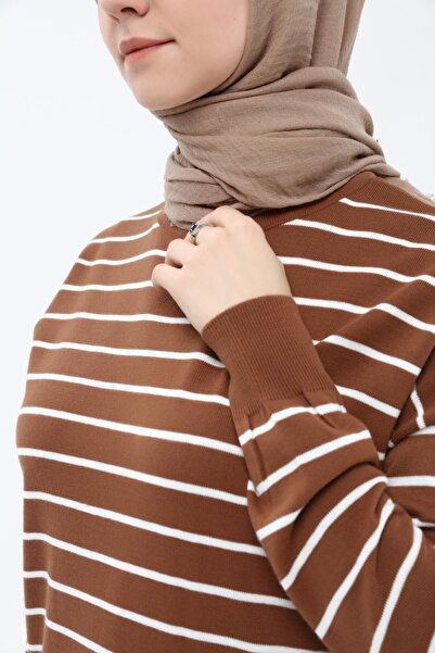 ilmek Γυναικείο ριγέ μακρύ πλεκτό Hijab Tunic 4355