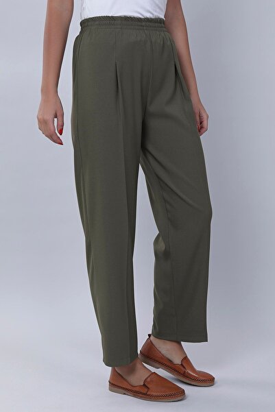 ilmek Women's Khaki Pleated Pants 5272