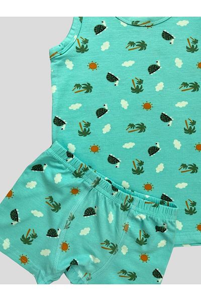 elmas kids Set boxer pentru băiat, din bumbac, cu model țestoasă, soare și nor