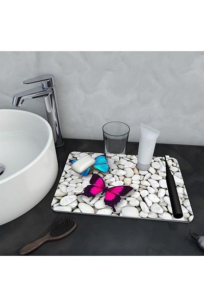 Else Dekor Else Water Absorbent Bathroom Organizer Σαμπουάν ντους Σαπούνι Κύπελλο Οδοντόβουρτσα Pad Organizer Χαλάκι παρουσίασης