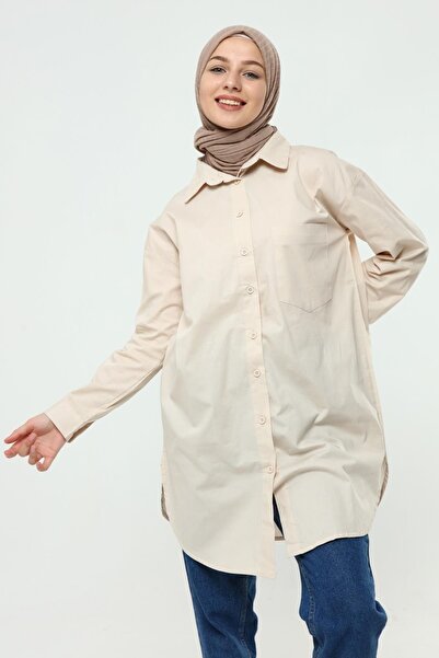 ilmek Kadın Sade Oversize Gömlek