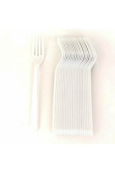 turkuaz parti Set of 25 White Plastic Fork
