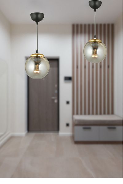 SONSUZ AYDINLATMA&AVİZE Black Smoked Glop Top - Glass Flat Downward Facing Luxury Chandelier