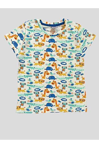 elmas kids Σετ καλοκαιρινής πιτζάμες για αγόρια 100% βαμβακερό σαφάρι με λευκό κοντομάνικο σχέδιο