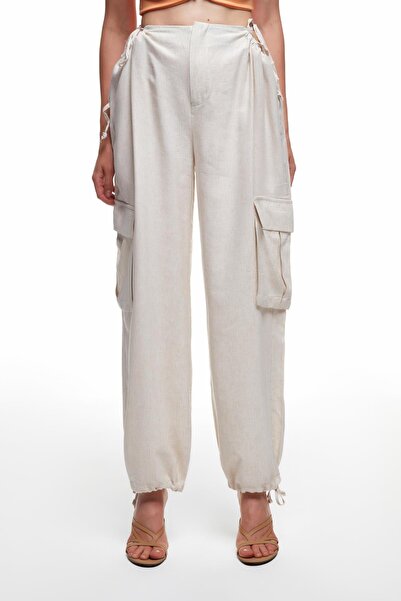 Quzu Bağlama Detaylı Natur Kargo Pantolon