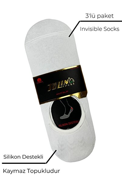 TOLIN Чоловічі білі балетки з трикотажу - набір з 12 пар, з нековзним каблуком, невидимі 10100