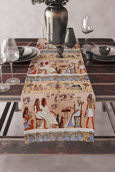 Else Dekor Διακοσμητικό τραπεζομάντιλο Runner 40x140cm με μοτίβο Αιγύπτου, ανθεκτικό στους λεκέδες που πλένεται