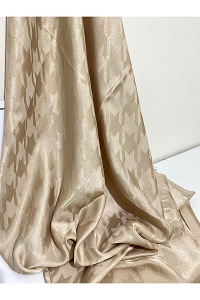 ARMANDA Beige Color Prefer Violescaf for Original - Italian Jacquard Patterned Houndstooth Shawl