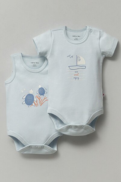 Mother Love Deniz Konseptli Organik Kolsuz & Kısa Kollu Body