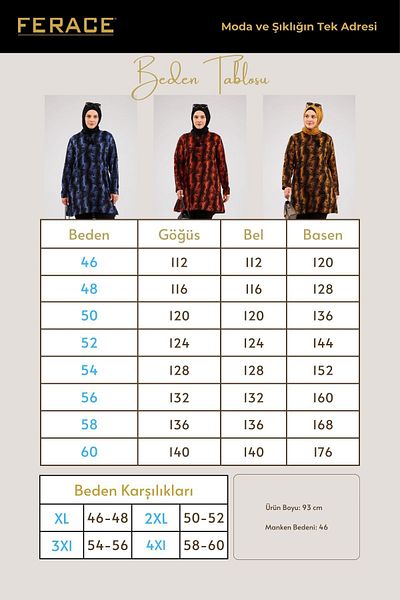 Ferace تونيك حجاب نسائي مقاس كبير مع خيوط وفتحات جانبية