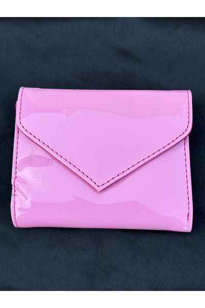 By EDUU Patent Leather Pink Wallet - With Money Compartment and Card Holder