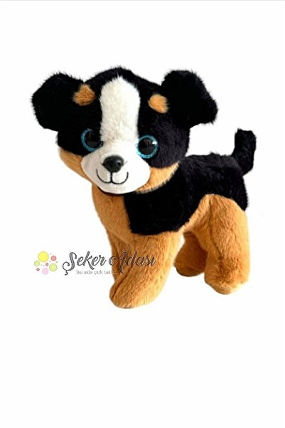 Şeker Adası Sevimli Ayakta Duran Havlayan Peluş Köpek 20 Cm Sesli Siyah Köpek