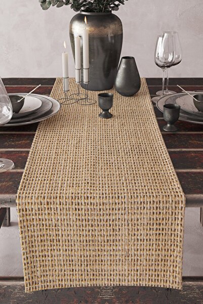 3D ELSE HALI Kahve Jüt Hasır Görünümlü Desenli Baskılı Leke Tutmaz Yıkanabili...