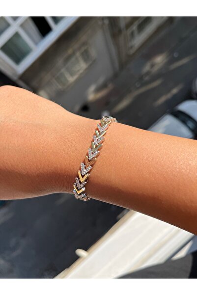 ismim bijuteri V Model Women's Bracelet with Stone Detail