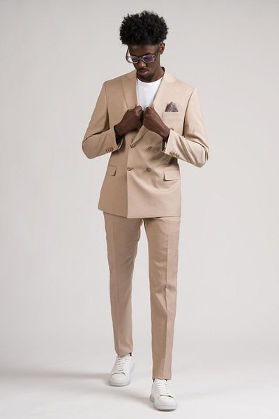 ADİMO Adimo Slimfit Thin Striped Pointed Collar Double Breasted Suit - Double Slit
