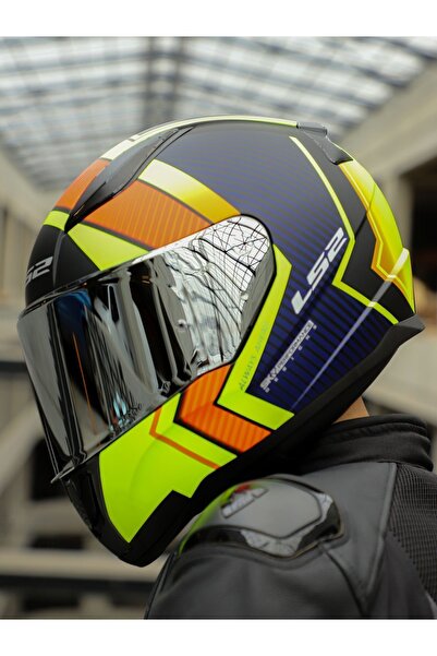 LS2 RAPID 2 EXTRA MAT NEON SARI-NAVY MAVİ KASK