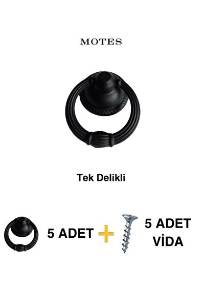 ELMA TASARIM Halka Sarkaç Kulp Mat Siyah (5 ADET)