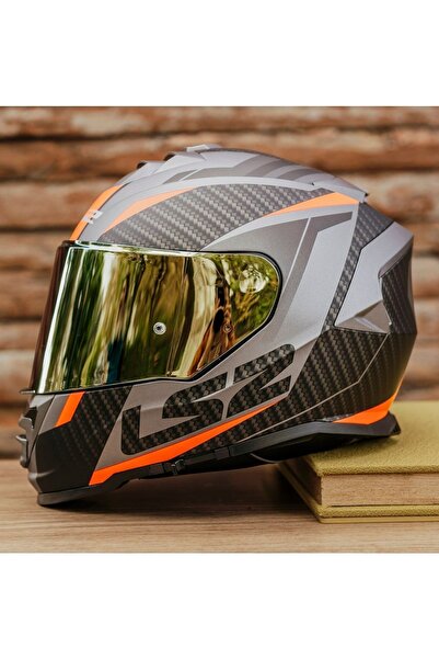 LS2 Storm 2 Racer Mat Tıtanıum-turuncu Kask