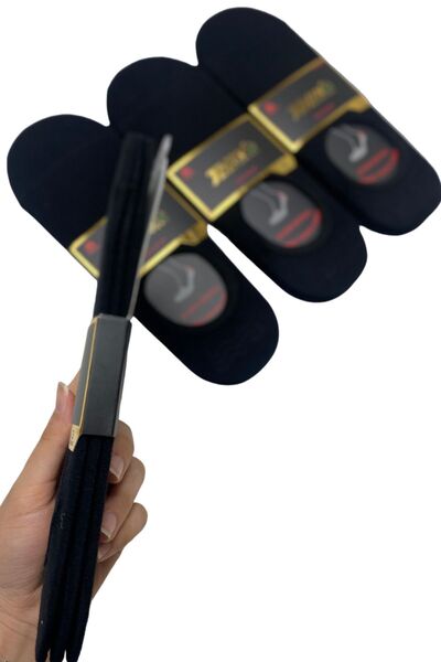 TOLIN Ανδρικό σετ με 12 μαύρες χτενισμένες βαμβακερές κάλτσες μπαλαρίνας με αντιολισθητικές γόβες Invisible 10100