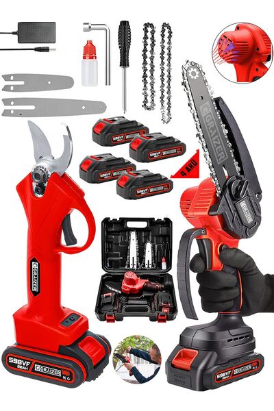 Graizer Alman 598 Vf 20 Ah 2 Li Set 4 Akülü Çelik Şanzuman Şarjlı Dal Ağaç Kesme Bağ Budama Makası Testere