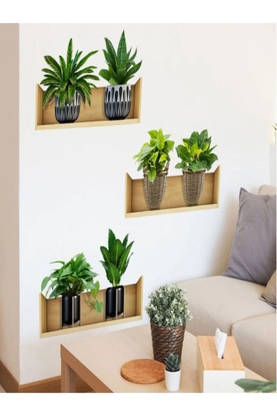 safestore Adhesive Sticker with Shelf and Plant Design 20*30 cm Set of 3