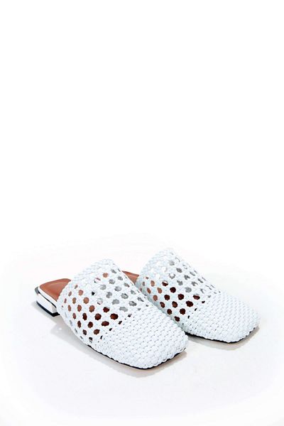 Elisse Shoes Papuci albi împletiti pentru femei