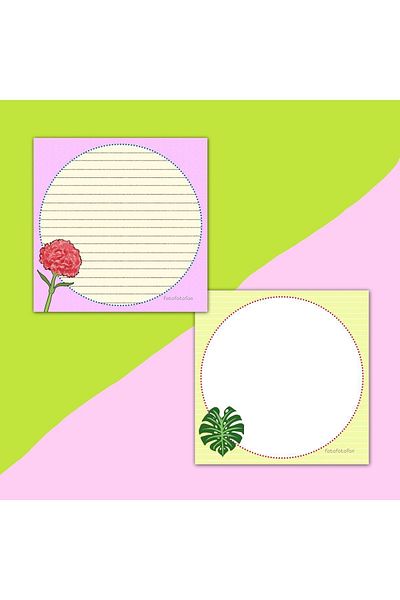Fatofotofan 8x8 cm Tropical and Carnation Themed Memopad