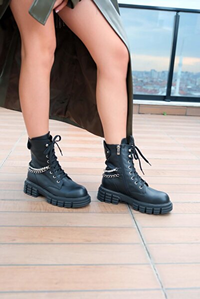 FOLLİNİ Γυναικείες Δερμάτινες Μπότες Μαύρες