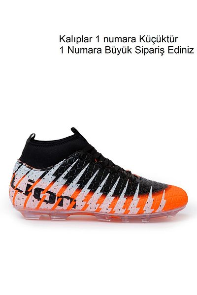 Freemax Unisex Μαύρα Ποδοσφαιρικά Μποτάκια - Ποδοσφαιρικά Παπούτσια με Πορτοκαλί Κάλτσες