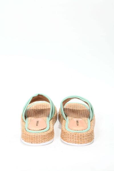 Elisse Shoes Γυναικείες παντόφλες βιζόν με ψάθινη λεπτομέρεια