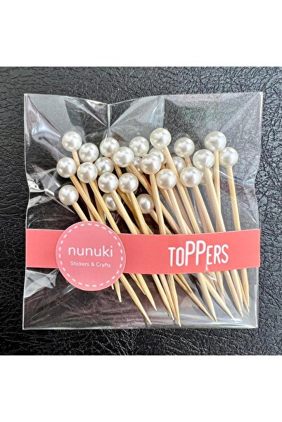 NUNUKİ İnci Boncuklu Incili Kokteyl Sunum Kürdanı Yılbaşı Nişan Düğün 25ad 7c...