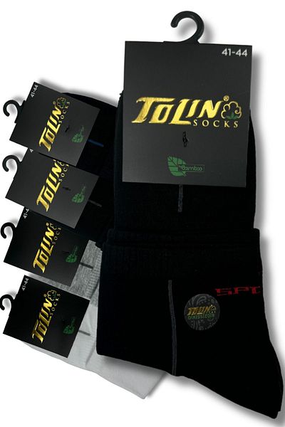 TOLIN Комплект мъжки бамбукови чорапи Bootie - 12 броя, цветни, полуботи, 1055035