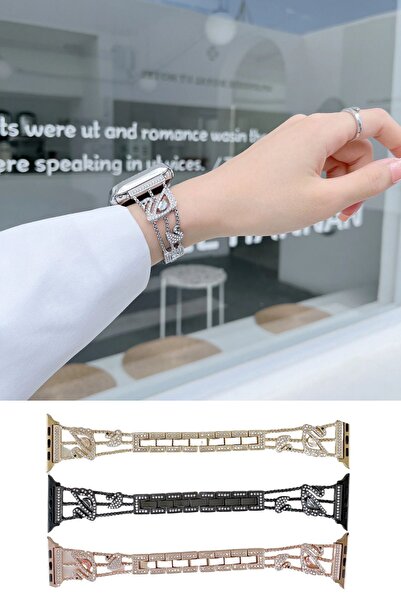 PSGT Apple Watch 2 3 4 5 6 7 8 Se 42 44 45 49 Mm Uyumlu Kuğu Taşlı Kordon