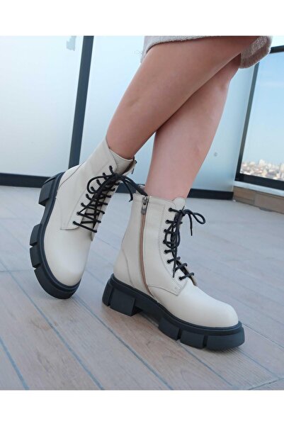 FOLLİNİ Cizme de damă din piele naturală bej