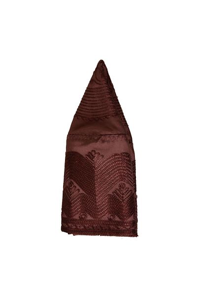 şahinbak Embroidered Foldable Skullcap - Topbaş Brown (T134)