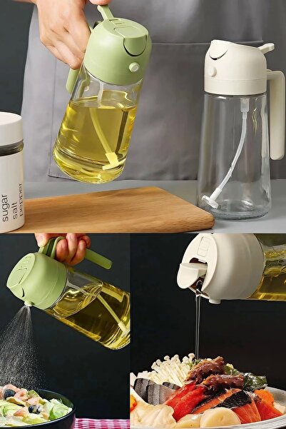 BAYRA Çift Fonksiyonlu Cam Yağdanlık 500ml Zeytinyağı Sıvıyağ Şişesi Airfryer...