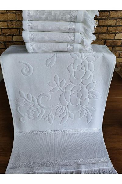 sarra Λευκή Sarra 50x90cm Πετσέτα Ατσάλινο 6 τεμαχίων