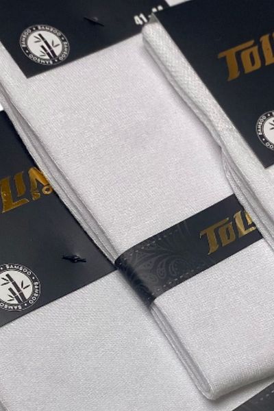 TOLIN Ανδρικό σετ 12 λευκές χειμερινές κάλτσες χωρίς ραφή από μπαμπού 14600