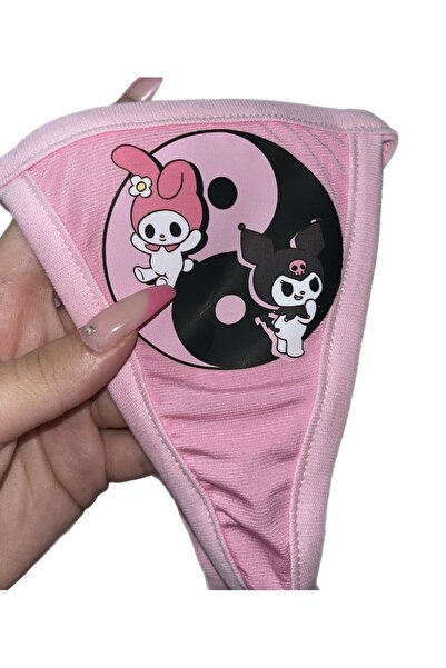 Lolipop Butik Kuromi & Melody Baskılı Pembe T-String Model Tanga