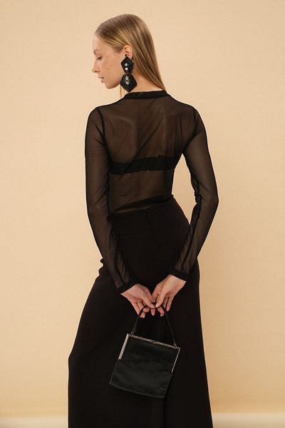 Eda Taşpınar Black Chiffon Body TEKS-00042