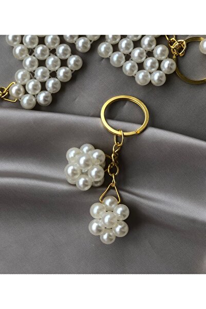 HobiMark25 İnci top salkım anahtarlık,boncuk toplu anahtarlık,söz,nişan,bride...