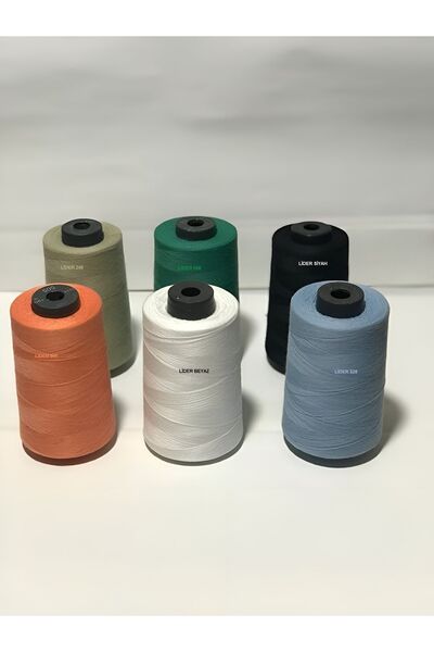 Lider İplik Set of 6 Different Colors - Sewing Thread 120 No 5000m, Polyester