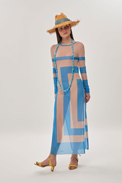 Eda Taşpınar Back Low-cut Chiffon Dress no.2 TEKS-00057