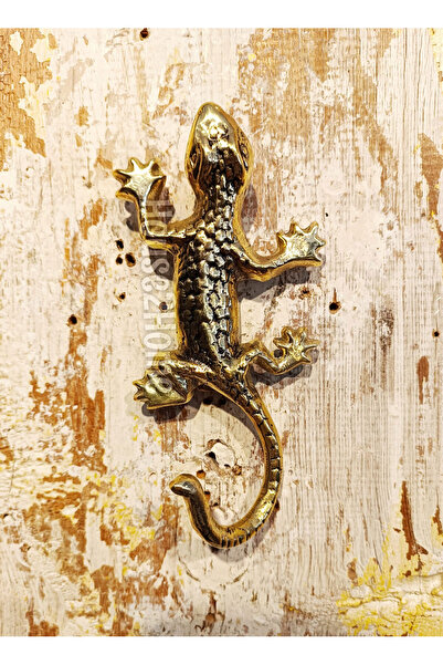 HOUSE2HOME Χειροποίητο ορειχάλκινο πόμολο πόρτας σαύρας κίτρινο μαύρο